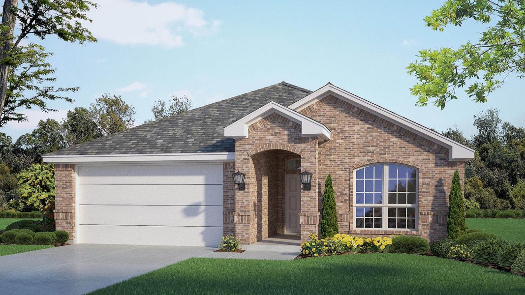 Front exterior of a new home in Homestead at Parks Bell Ranch, Odessa, TX, highlighting curb appeal (Image 16).