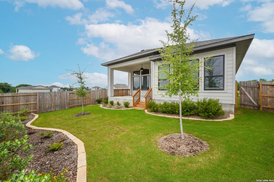 Exterior details and patio area of a home in Nolte Farms, Seguin (Image 23).