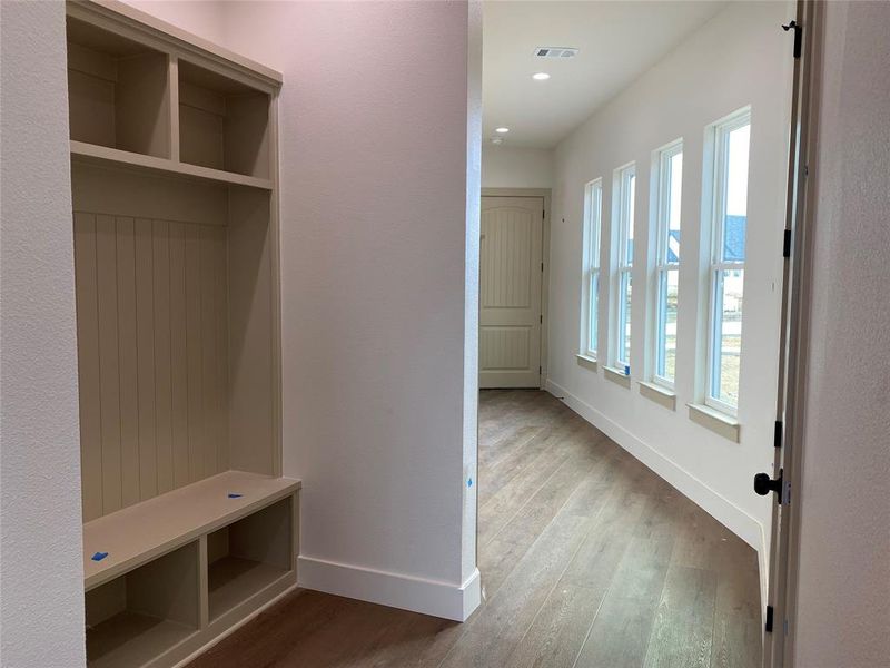 Mudroom featuring hardwood / wood-style flooring