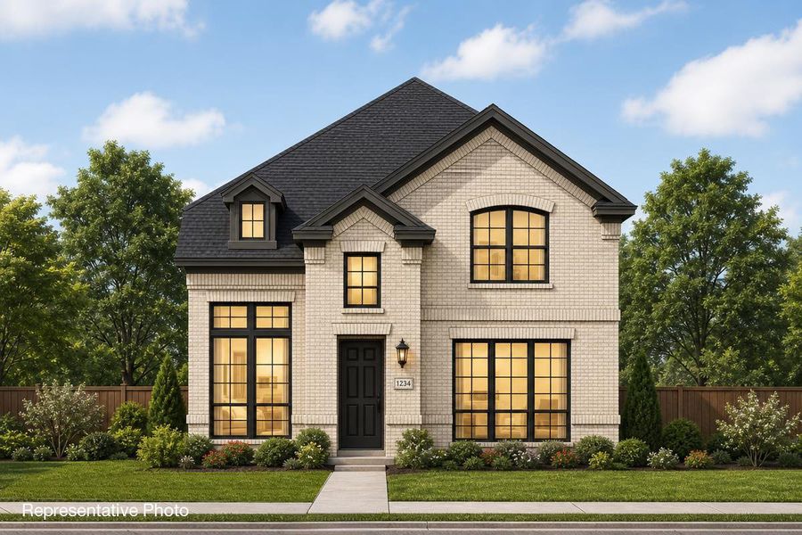 Representative exterior photo of a completed home built from the Royal Evelyn by Grand Homes in Trails at Cottonwood Creek, Rowlett, TX (Image 18).