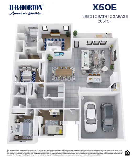 2D floor plan layout of this home in Williams Reserve East, Conroe, TX (Image 3).