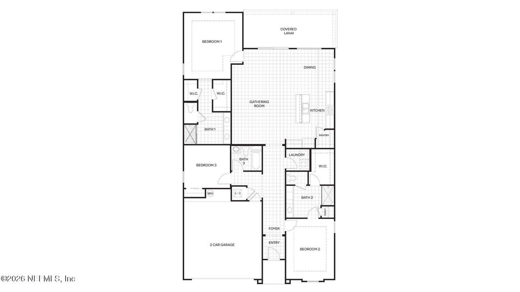 2D floor plan layout of this home in Sawmill Branch, Palm Coast, FL (Image 5).