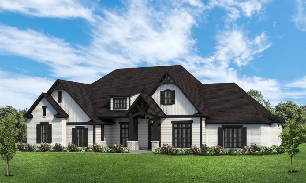 Representative exterior photo of a completed home built from the The Nathan by Elmwood Custom Homes in Matthews Farm, Venus, TX (Image 4). Representative exterior photo of a completed home built from the The Nathan by Elmwood Custom Homes in Matthews Farm, Venus, TX (Image 4).