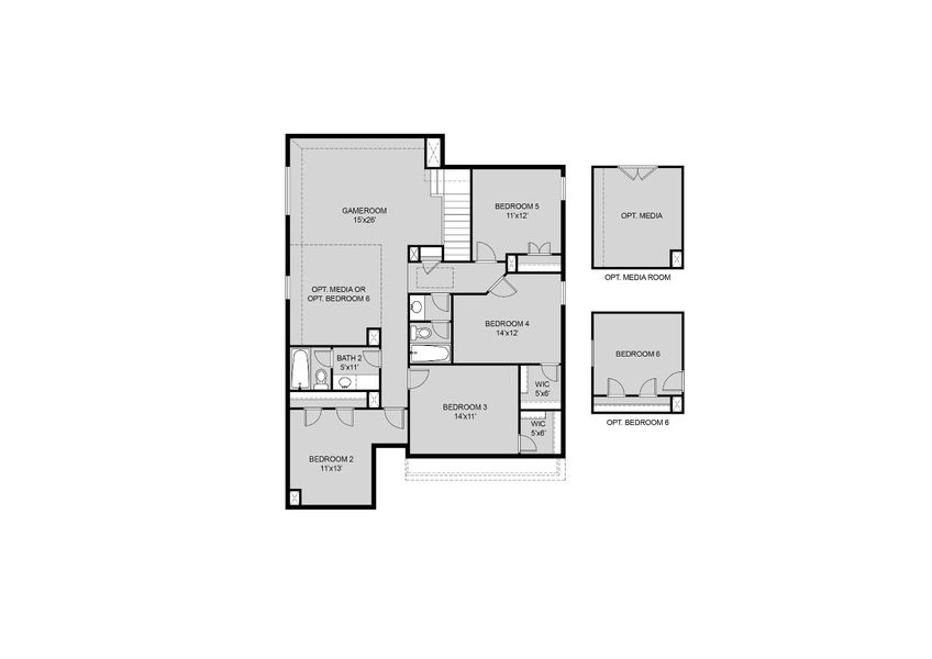 2D floor plan layout for the The Emilia by Legend Homes in Rocky Creek Crossing, Crowley, TX (Image 3).
