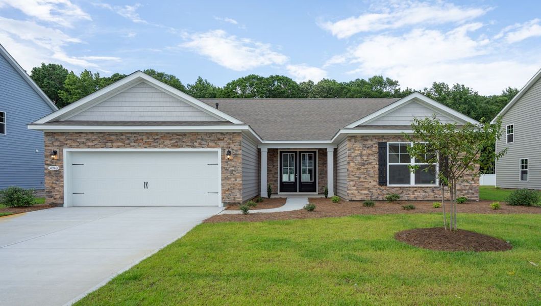 Representative exterior photo of a completed home built from the CUMBERLAND by D.R. Horton in Waterbridge, Myrtle Beach, SC (Image 2).