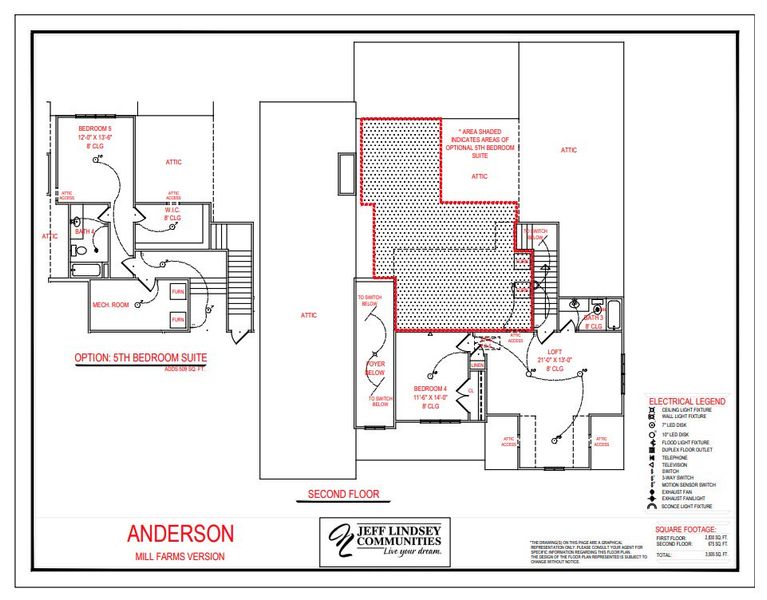 2D floor plan layout for the Anderson F by Jeff Lindsey Communities in Mill Farms, Peachtree City, GA (Image 3).