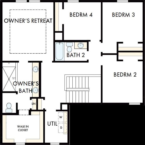 2D floor plan layout of this home in Serenity - The Village Collection, Fuquay Varina, NC (Image 3).