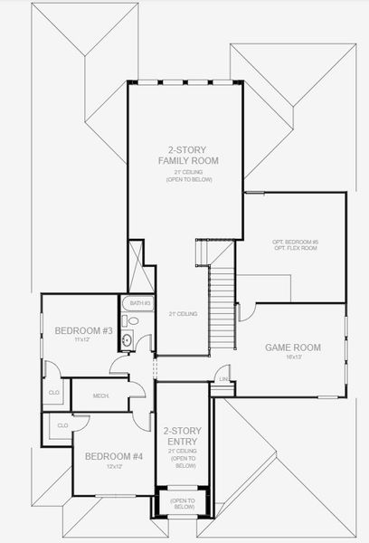 2D floor plan layout for the 3253F by Perry Homes in Glynlea Country Club 60', Port St. Lucie, FL (Image 4).