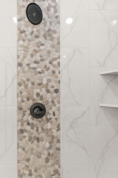 Bathroom view of tiled shower