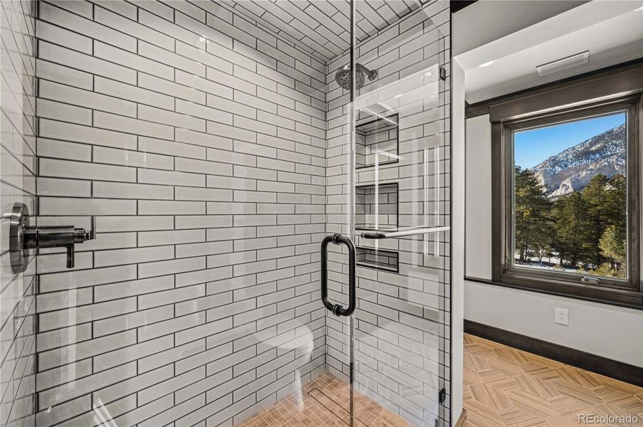 Lower level bedroom ensuite with full bathroom and walk-in custom closet Lower level bedroom ensuite with full bathroom and walk-in custom closet