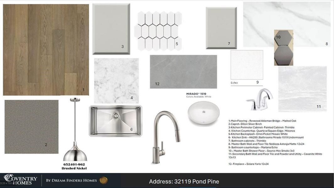 Sample of building materials used in homes in The Meadows at Imperial Oaks, Spring (Image 5). Sample of building materials used in homes in The Meadows at Imperial Oaks, Spring (Image 5).
