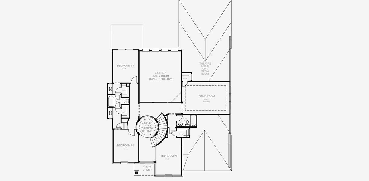 2D floor plan layout for the 3593W by Perry Homes in Ramble, Celina, TX (Image 4).