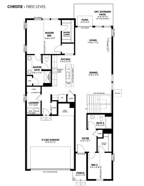 2D floor plan layout for the Christie by Hartford Homes in Trailside, Timnath, CO (Image 5).