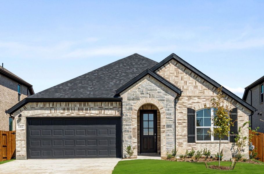 Representative exterior photo of a completed home built from the Colorado by UnionMain Homes in Elevon, Lavon, TX (Image 1). Representative exterior photo of a completed home built from the Colorado by UnionMain Homes in Elevon, Lavon, TX (Image 1).