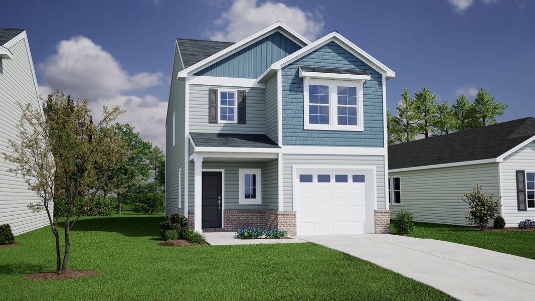 Representative exterior photo of a completed home built from the Dawson - Genesis Value Collection by Mungo Homes in Bluefield, Lexington, SC (Image 14).