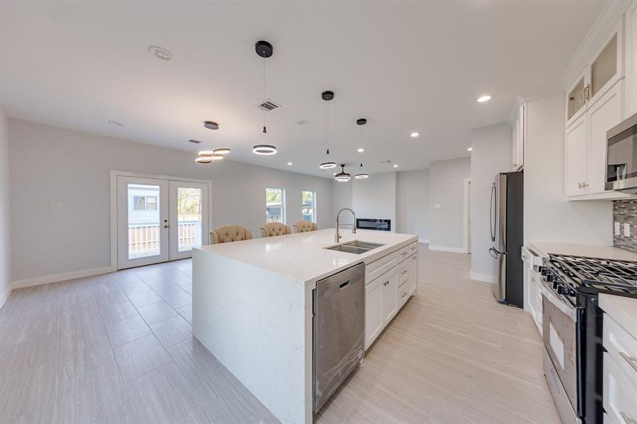 Open concept living area and dining area.