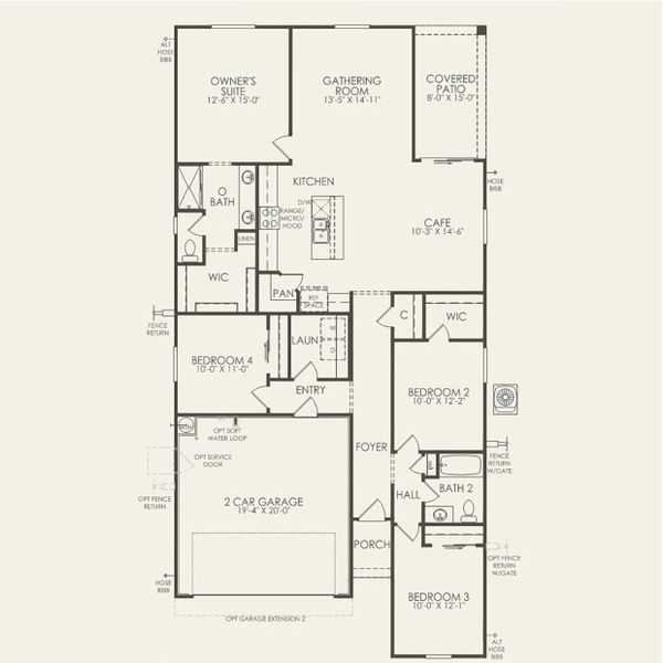 2D floor plan layout for the Nectar by Pulte Homes in Hayden Estates, Buckeye, AZ (Image 3).