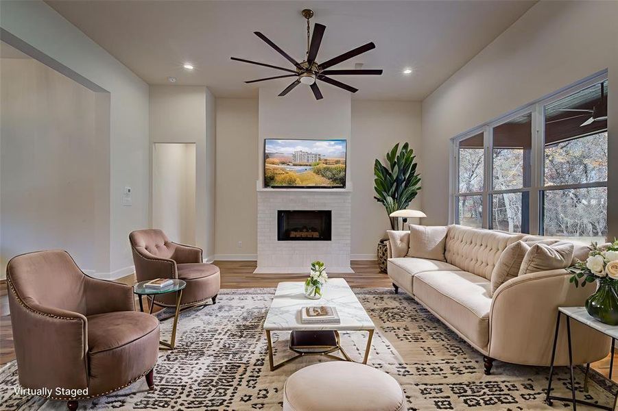 Living room virtually staged for demonstration purposes.