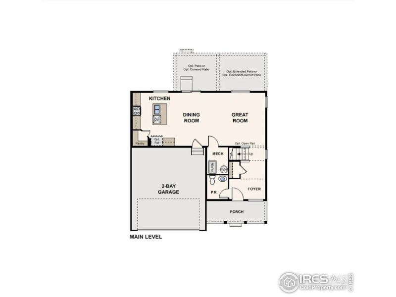 2D floor plan layout of this home in The Overlook at Johnstown Farms, Johnstown, CO (Image 3).