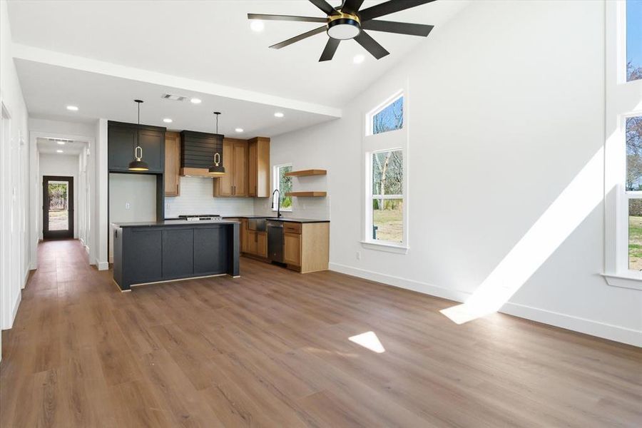 Vaulted ceilings open up the room!