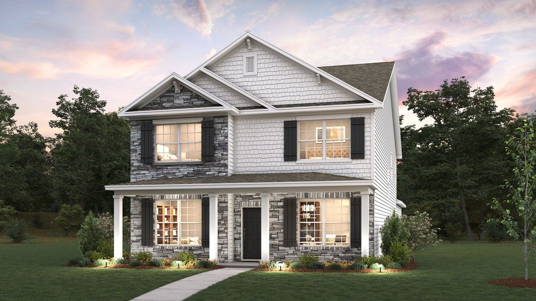 Representative exterior photo of a completed home built from the Jackson by D.R. Horton in The Preserve at Kinsley, Jamestown, NC (Image 5).