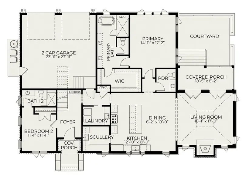 2D floor plan layout for the Amelia by Homes by Dickerson in Pinecrest, Durham, NC (Image 3).