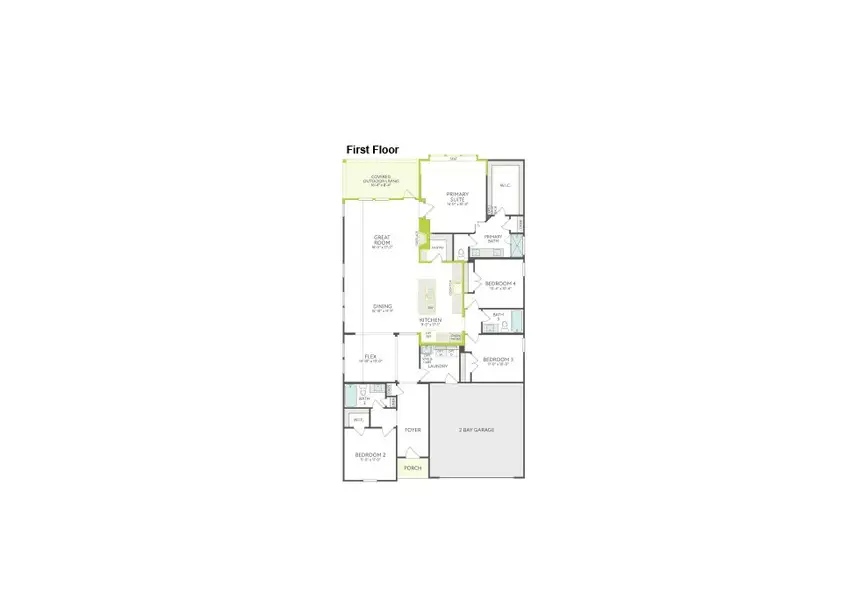2D floor plan layout of this home in The Meadows, Denton, TX (Image 3).