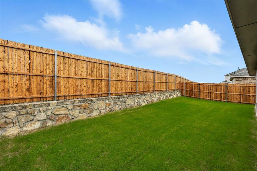 View of fenced backyard