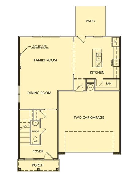 2D floor plan layout for the Mulberry by Kerley Family Homes in Meadow Pines, Dallas, GA (Image 3).