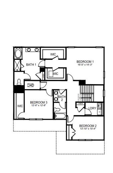 2D floor plan layout for the Cooper by D.R. Horton in Westport, York, SC (Image 3).