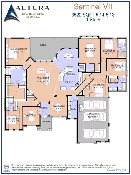 2D floor plan layout of this home in Berkshire Estates, Mesquite, TX (Image 3).
