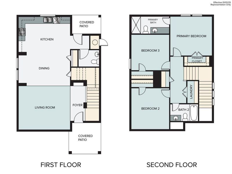 2D floor plan layout of this home in Harvest Ridge, Elgin, TX (Image 5).