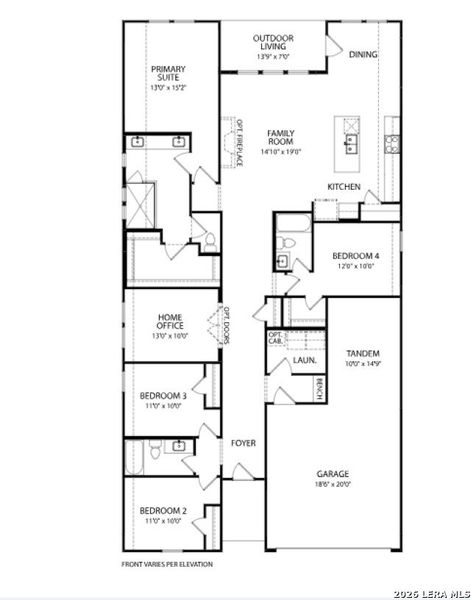2D floor plan layout of this home in Ladera - 50s, San Antonio, TX (Image 4).