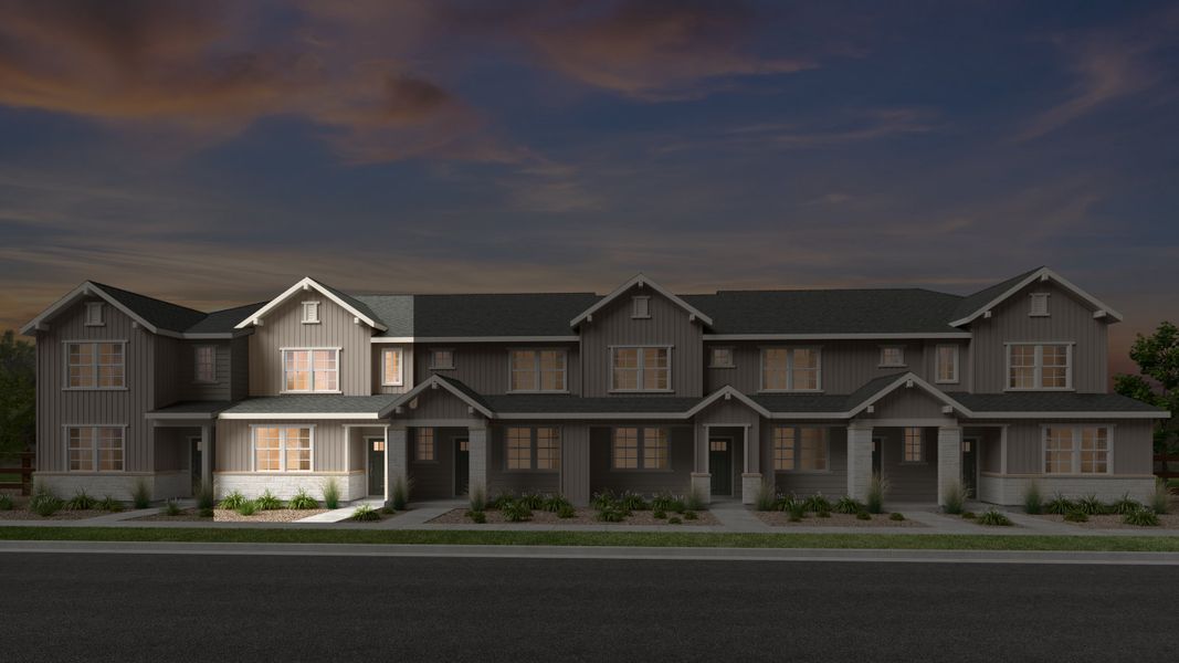 Front exterior of a new home in Trailstone, Arvada, CO, highlighting curb appeal (Image 1). Front exterior of a new home in Trailstone, Arvada, CO, highlighting curb appeal (Image 1).