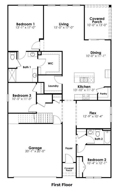 2D floor plan layout of this home in Sease's Pond, Gilbert, SC (Image 5).