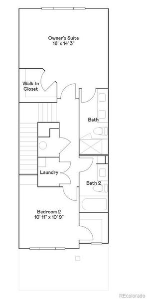 2D floor plan layout of this home in Parterre: The Parkside Collection, Thornton, CO (Image 2).