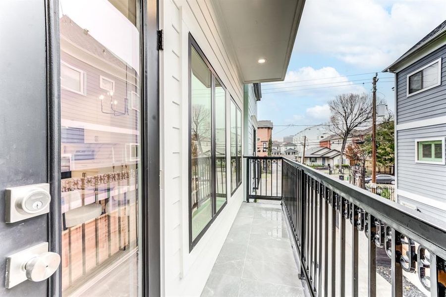 2nd floor balcony outside of the main living area.