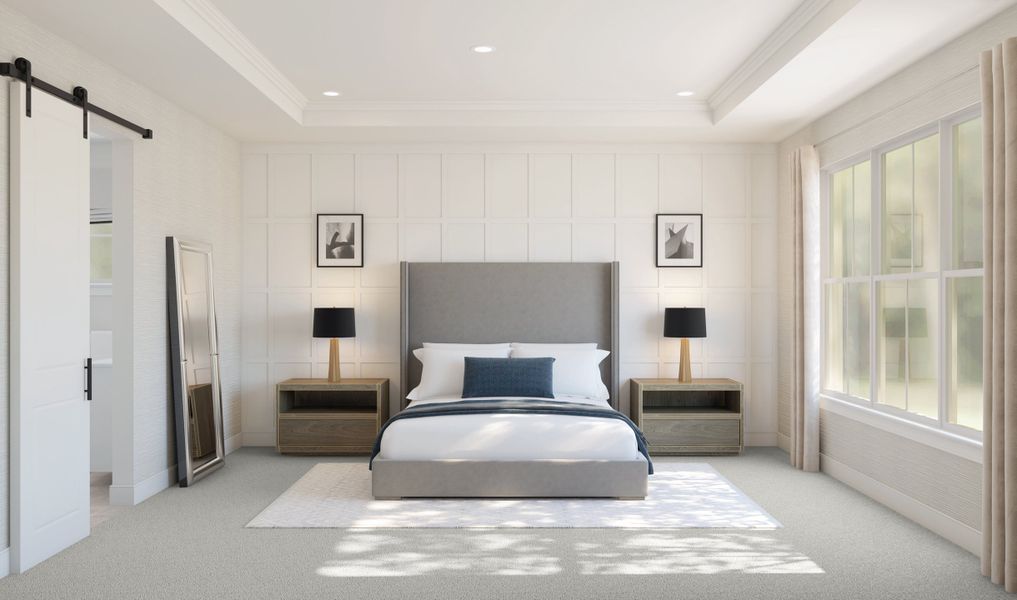 Primary suite with crown moulding