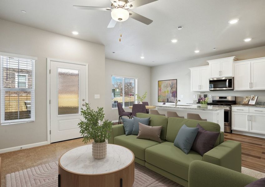 The family room is spacious and open to the kitchen