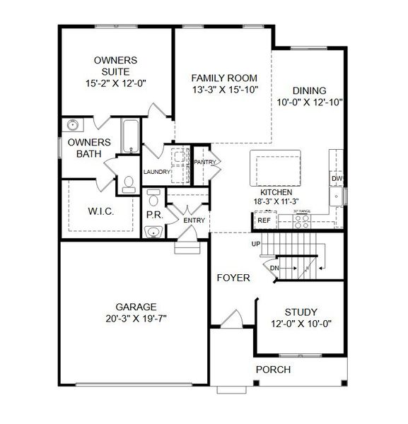 2D floor plan layout for the Savannah by Keystone Custom Homes in Windermere Farms, Waxhaw, NC (Image 5).