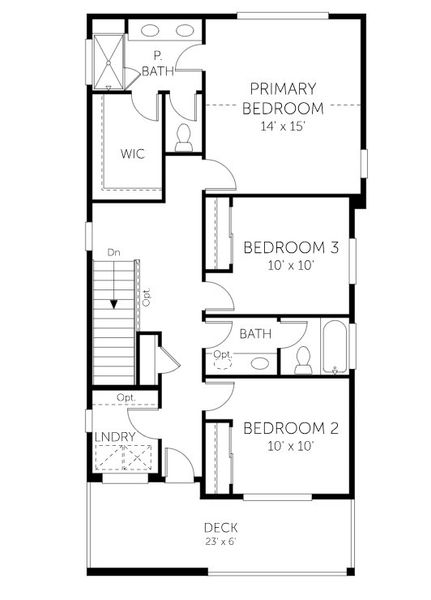 2D floor plan layout for the Vrain - Single Family Homes by Dream Finders Homes in Uplands, Westminster, CO (Image 3).