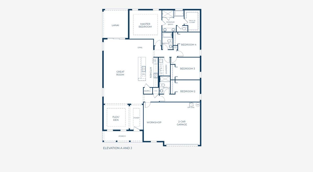 2D floor plan layout for the Harmony by Maronda Homes in Bella Estates, Plant City, FL (Image 5).