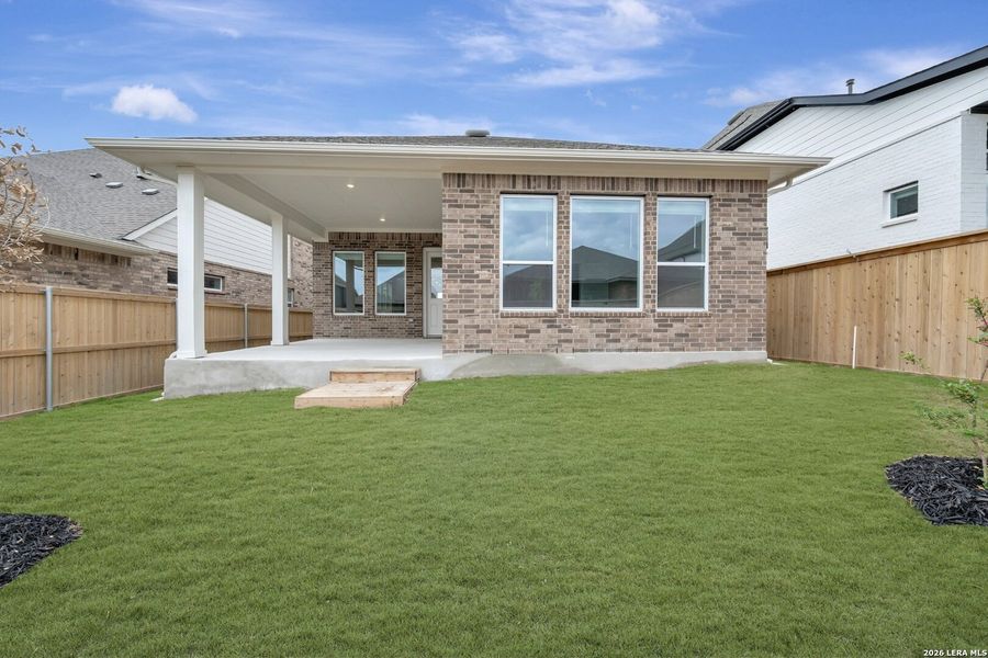 Exterior details and patio area of a home in Mayfair - Select Garden Series, New Braunfels (Image 3).