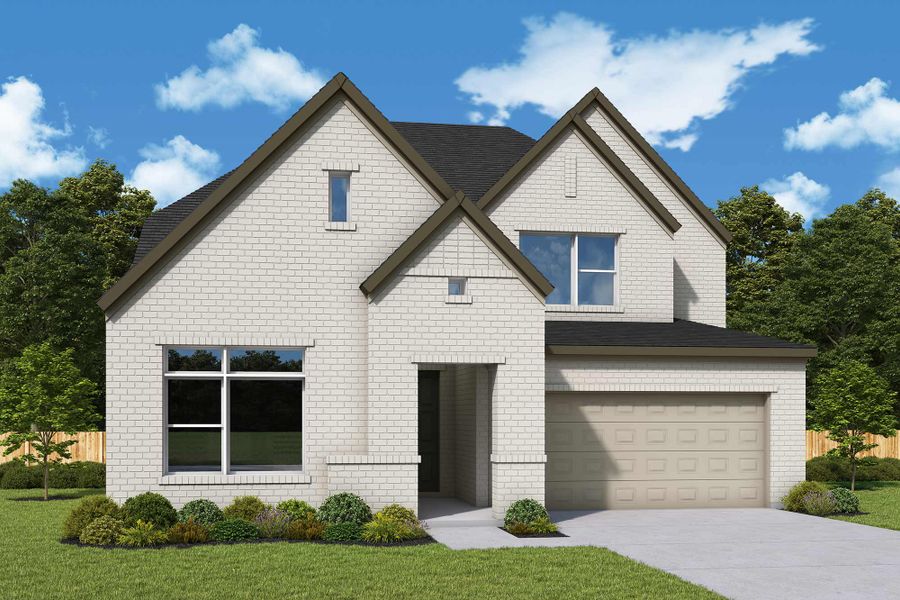Representative exterior photo of a completed home built from the The Hyacinth by David Weekley Homes in The Grand Prairie - Retreat Collection, Hockley, TX (Image 2).