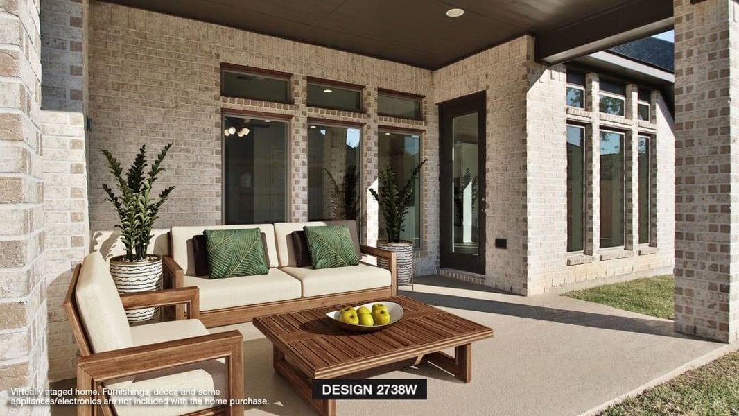 Exterior details and patio area of a home in Serenity 55+ Active Adult, Manvel (Image 11).
