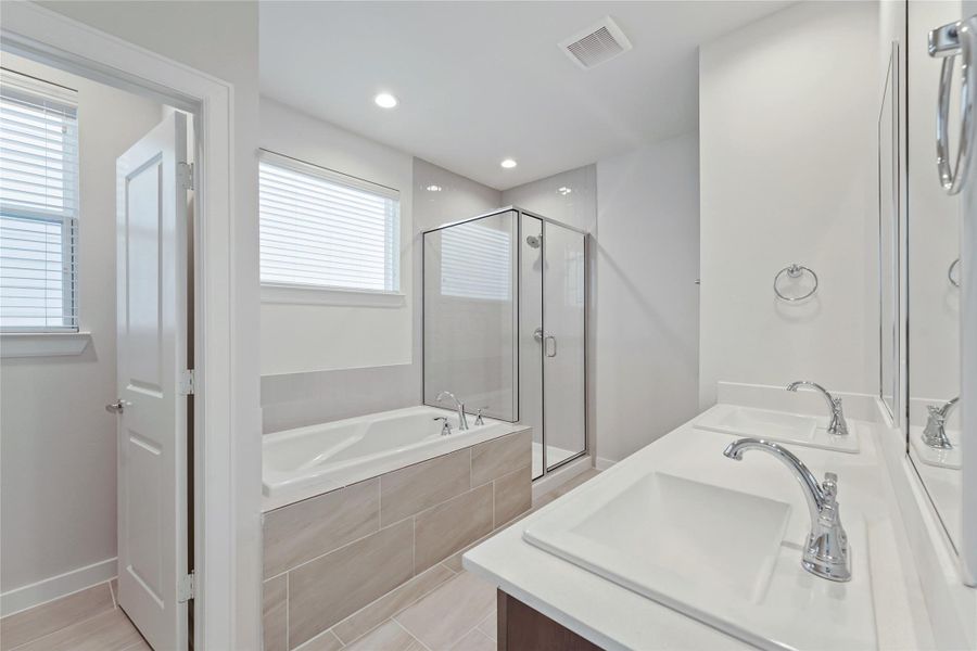 Primary Bathroom: Separate Tub and Shower
