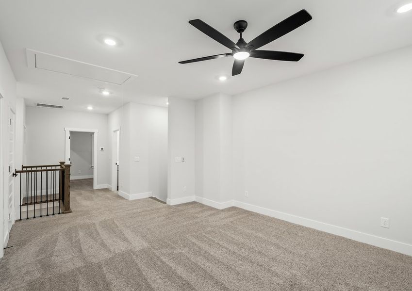 Upstairs is a large game room area.