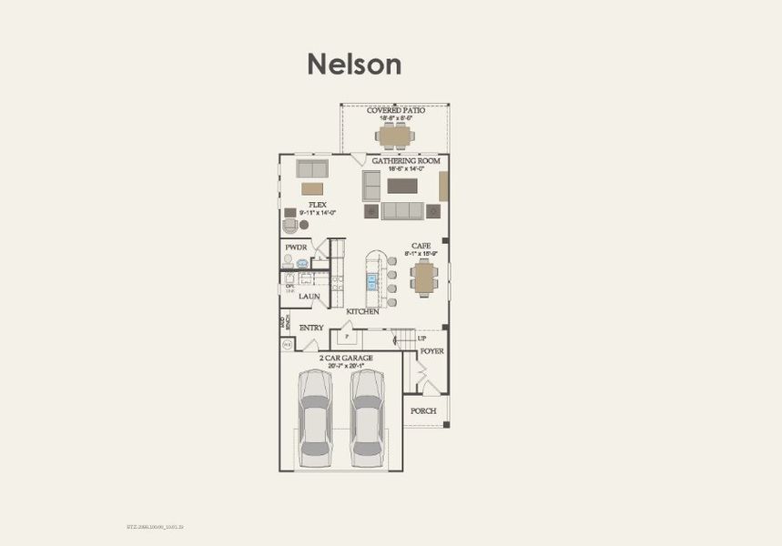 2D floor plan layout of this home in Spiritas Ranch, Little Elm, TX (Image 2).