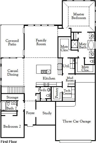 2D floor plan layout for the Willis II by Coventry Homes in Blackhawk, Pflugerville, TX (Image 3).