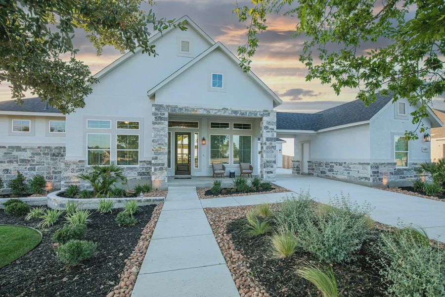 Representative exterior photo of a completed home built from the Gregory by Chesmar Homes in Potranco Oaks 100's, Castroville, TX (Image 21).